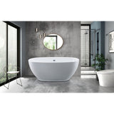 Aqua Eden 59-Inch Acrylic Oval Double Ended Freestanding Tub with Drain