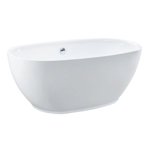 Aqua Eden 59-Inch Acrylic Oval Double Ended Freestanding Tub with Drain