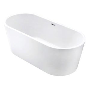 Aqua Eden 63-Inch Acrylic Oval Double Ended Freestanding Tub with Drain