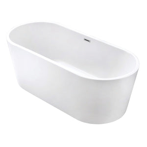 Aqua Eden 67-Inch Acrylic Oval Double Ended Freestanding Tub with Drain