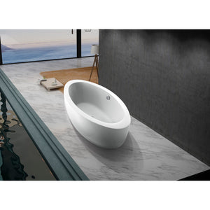 Aqua Eden 72-Inch Acrylic Oval Double Ended Freestanding Tub with Drain