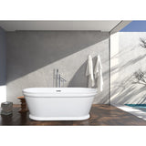 Aqua Eden 60-Inch Acrylic Oval Double Ended Pedestal Tub with Drain (No Faucet Drillings)