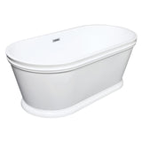 Aqua Eden 60-Inch Acrylic Oval Double Ended Pedestal Tub with Drain (No Faucet Drillings)