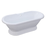 Aqua Eden 67-Inch Acrylic Oval Double Ended Pedestal Tub (No Faucet Drillings)