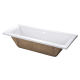 Aqua Eden 67-Inch Acrylic Rectangular Drop-In Tub with Center Drain Hole