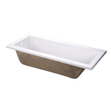 Aqua Eden 67-Inch Acrylic Rectangular Drop-In Tub with Reversible Drain