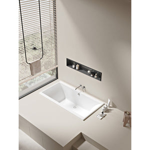 Aqua Eden 67-Inch Acrylic Rectangular Drop-In Tub with Reversible Drain