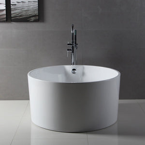 Aqua Eden 45-Inch Acrylic Round Double Ended Freestanding Tub with Drain