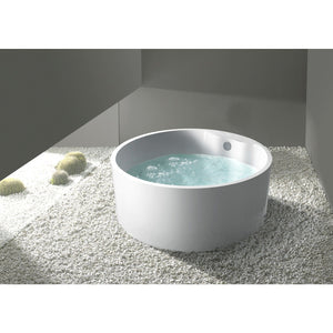 Aqua Eden 53-Inch Acrylic Round Double Ended Freestanding Tub with Drain