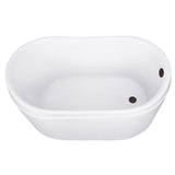 Aqua Eden 52-Inch Acrylic Oval Double Slipper Freestanding Tub with Overflow/Drain Assembly