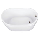 Aqua Eden 52-Inch Acrylic Oval Double Slipper Freestanding Tub with Overflow/Drain Assembly