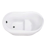 Aqua Eden 52-Inch Acrylic Oval Single Slipper Freestanding Tub with Overflow/Drain Assembly and Integral Seat