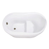 Aqua Eden 52-Inch Acrylic Oval Single Slipper Freestanding Tub with Overflow/Drain Assembly and Integral Seat