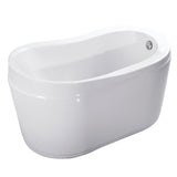 Aqua Eden 52-Inch Acrylic Oval Single Slipper Freestanding Tub with Drain and Integrated Seat