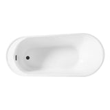 Aqua Eden 59-Inch Acrylic Oval Single Slipper Freestanding Tub with Drain