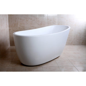 Aqua Eden 59-Inch Acrylic Oval Single Slipper Freestanding Tub with Drain