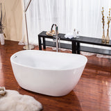 Aqua Eden 59-Inch Acrylic Oval Single Slipper Freestanding Tub with Drain