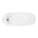 Aqua Eden 63-Inch Acrylic Oval Single Slipper Freestanding Tub with Drain