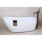 Aqua Eden 68-Inch Acrylic Oval Single Slipper Freestanding Tub with Drain