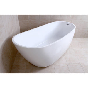 Aqua Eden 68-Inch Acrylic Oval Single Slipper Freestanding Tub with Drain