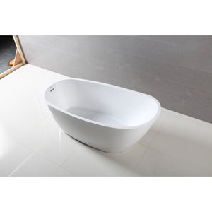 Aqua Eden 72-Inch Acrylic Oval Single Slipper Freestanding Tub with Drain