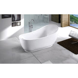 Aqua Eden 70-Inch Acrylic Oval Single Slipper Freestanding Tub with Drain