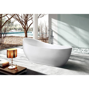 Aqua Eden 70-Inch Acrylic Oval Single Slipper Freestanding Tub with Drain