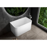 Aqua Eden 47-Inch Acrylic Rectangular Double Ended Freestanding Tub with Drain and Integrated Seat