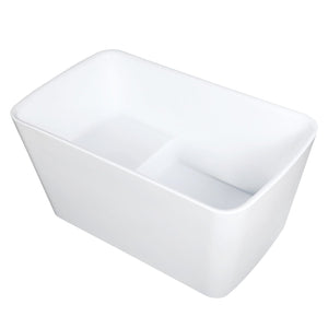 Aqua Eden 47-Inch Acrylic Rectangular Double Ended Freestanding Tub with Drain and Integrated Seat