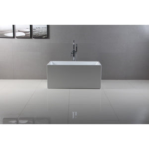 Aqua Eden 51-Inch Acrylic Rectangular Double Ended Freestanding Tub with Drain