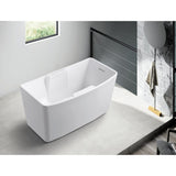 Aqua Eden 51-Inch Acrylic Rectangular Double Slipper Freestanding Tub with Drain and Integrated Seat