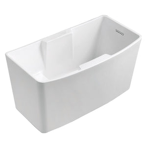 Aqua Eden 51-Inch Acrylic Rectangular Double Slipper Freestanding Tub with Drain and Integrated Seat