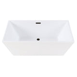 Aqua Eden 59-Inch Acrylic Rectangular Double Ended Freestanding Tub with Drain