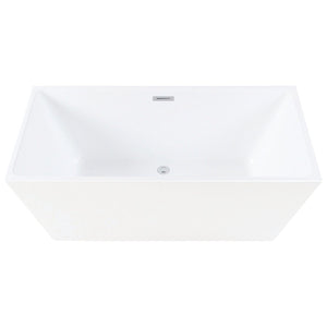 Aqua Eden 59-Inch Acrylic Rectangular Double Ended Freestanding Tub with Drain