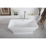 Aqua Eden 60-Inch Acrylic Oval Rectangular Double Ended Pedestal Tub with Drain (No Faucet Drillings)