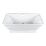 Aqua Eden 60-Inch Acrylic Oval Rectangular Double Ended Pedestal Tub with Drain (No Faucet Drillings)