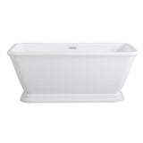 Aqua Eden 66-Inch Acrylic Oval Rectangular Double Ended Pedestal Tub with Drain (No Faucet Drillings)