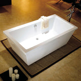 Aqua Eden 66-Inch Acrylic Rectangular Double Ended Freestanding Tub with Drain