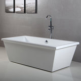 Aqua Eden 66-Inch Acrylic Rectangular Double Ended Freestanding Tub with Drain