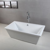 Aqua Eden 66-Inch Acrylic Rectangular Double Ended Freestanding Tub with Drain