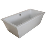 Aqua Eden 66-Inch Acrylic Rectangular Double Ended Freestanding Tub with Drain