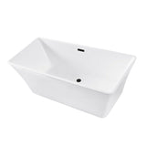 Aqua Eden 67-Inch Acrylic Rectangular Double Ended Freestanding Tub with Drain