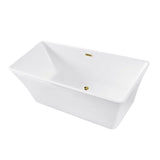 Aqua Eden 67-Inch Acrylic Rectangular Double Ended Freestanding Tub with Drain