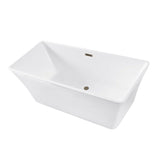 Aqua Eden 67-Inch Acrylic Rectangular Double Ended Freestanding Tub with Drain