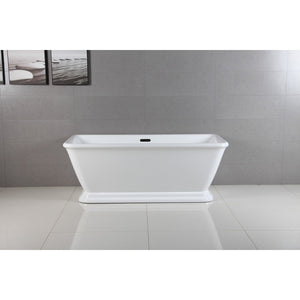 Aqua Eden 71-Inch Acrylic Oval Rectangular Double Ended Pedestal Tub with Drain (No Faucet Drillings)