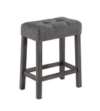 Lux Gray 3 Piece Counter Height 36" Pub Table Set with Tufted Gray Linen Stools