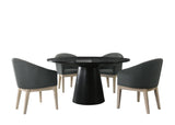 Jasper Ebony Black 5 Piece Round Dining Table Set with Gray Chairs