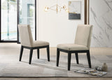 Jasper Ebony Black 5 Piece 59" Wide Contemporary Round Dining Table Set with Beige Fabric Chairs