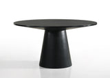 Jasper Ebony Black 5 Piece 59" Wide Contemporary Round Dining Table Set with Beige Fabric Chairs