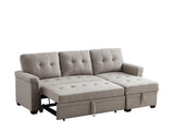 Destiny Light Gray Linen Reversible Sleeper Sectional Sofa with Storage Chaise